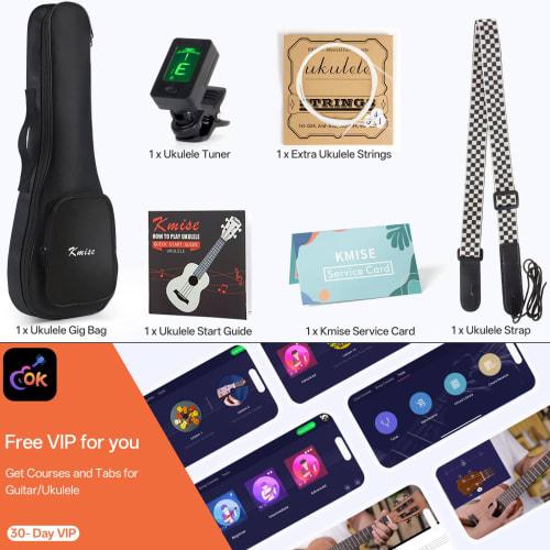Kmise Soprano Ukulele for Students and Beginners, 21-inch, with Tuner and Bag for Music Lovers