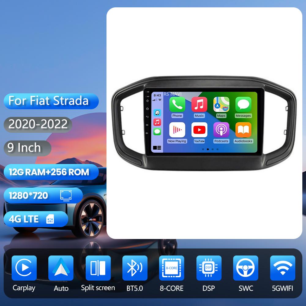 Android 16 pour Fiat Strada 2020 2021 2022 E53 X5 M5 Carplay Auto Autoradio Lecteur multimédia Écran commande au volant