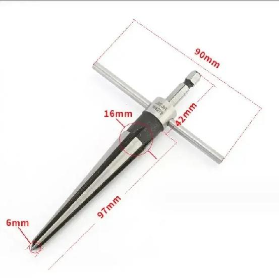 Metal Electric Drill Reamer 3-16mm T-type Hand Taper Reamer Woodworking Hole Opener Chamfering and Reamer Cutting Tool