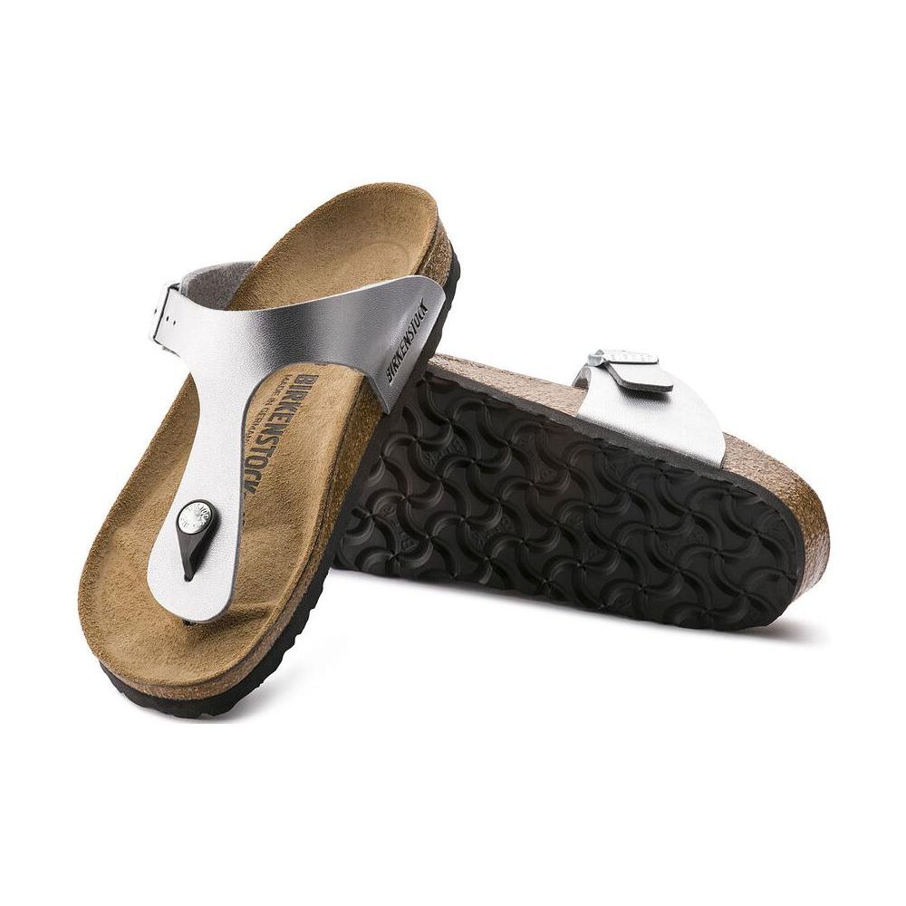 Birkenstock Мягкие удобные круглый носок толстая подошва металлическая пряжка нескользящие шлепанцы женская обувь серебристый 0043853