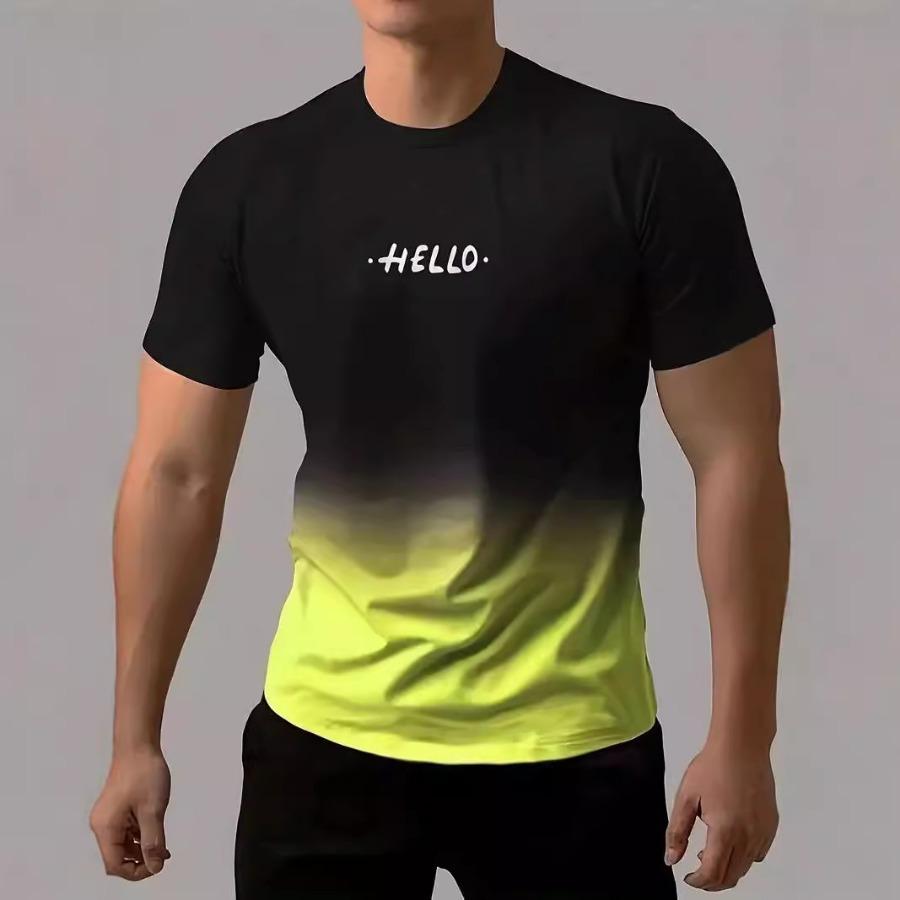 Большие размеры Мужская футболка 3D-принтованные футболки Мужские простые градиентные модные трендовые футболки с коротким рукавом Повседневная летняя одежда