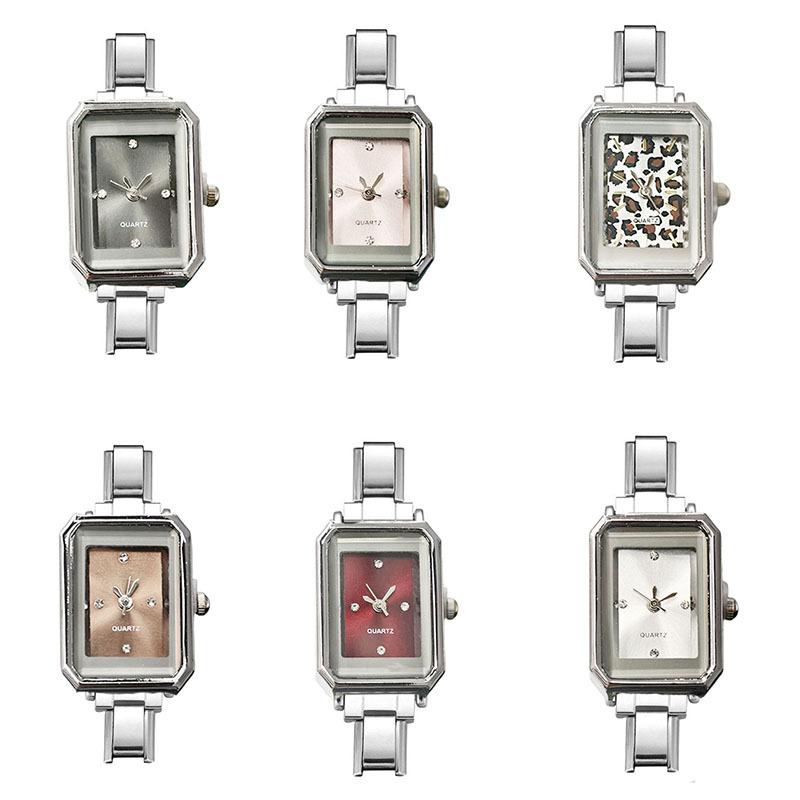 Simple Square Octagon Dial DIY Module Watch Multicolor Leopard Print Dial Stainless Steel Band Casual Ladies Quartz Wristwatch