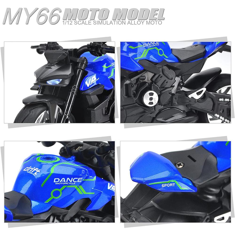 1/12 Pull Back V4 игрушки для мотоциклов, подарок с музыкальным освещением, игрушка для мотоциклов Street Fighter для мальчиков в возрасте от 3 до 12 лет