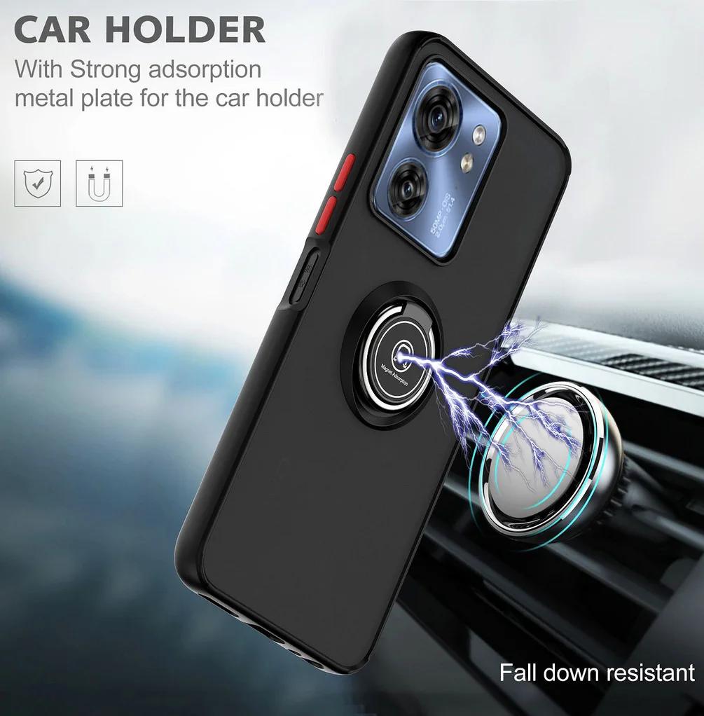 Противоударный бронированный матовый чехол для Motorola E20 G PLAY Stylus ACE Pure 2021 2022 2023 2024 5G 4G магнитный держатель кольцо подставка чехол