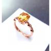 18k Rose Gold Plated Morganite Yellow Diamond Oval Ring for Women Imitation Citrine Elegant Jewelry