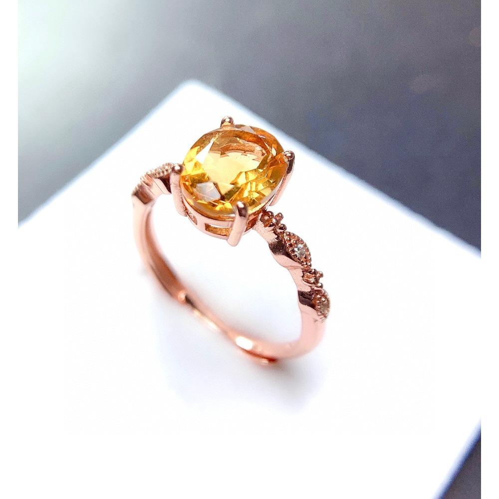18k Rose Gold Plated Morganite Yellow Diamond Oval Ring for Women Imitation Citrine Elegant Jewelry