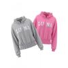 Womens Short Zip Hoodie - Loose Fit Letter Embroidery Casual Sweatshirt