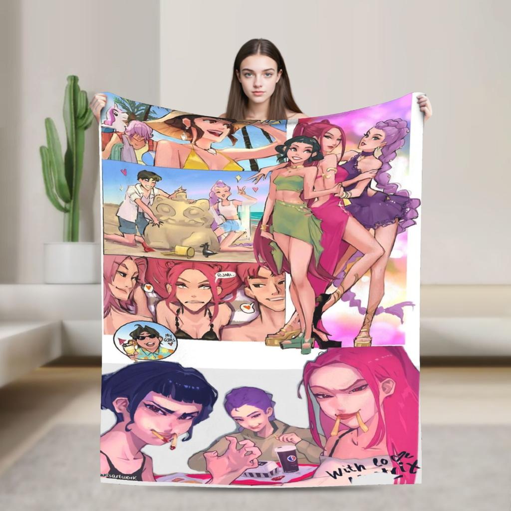 K-KPop Demons Hunters Blanket Soft Fluffy Plush Throw Blanket For Children Living Room Flannel Bedspread Bed Cover