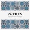 24 Pieces European Pattern Self-Adhesive Tile Sticker Waterproof And Oil-Proof Kitchen Bathroom Wall Decoration Matte Film Pvc Wall Sticker