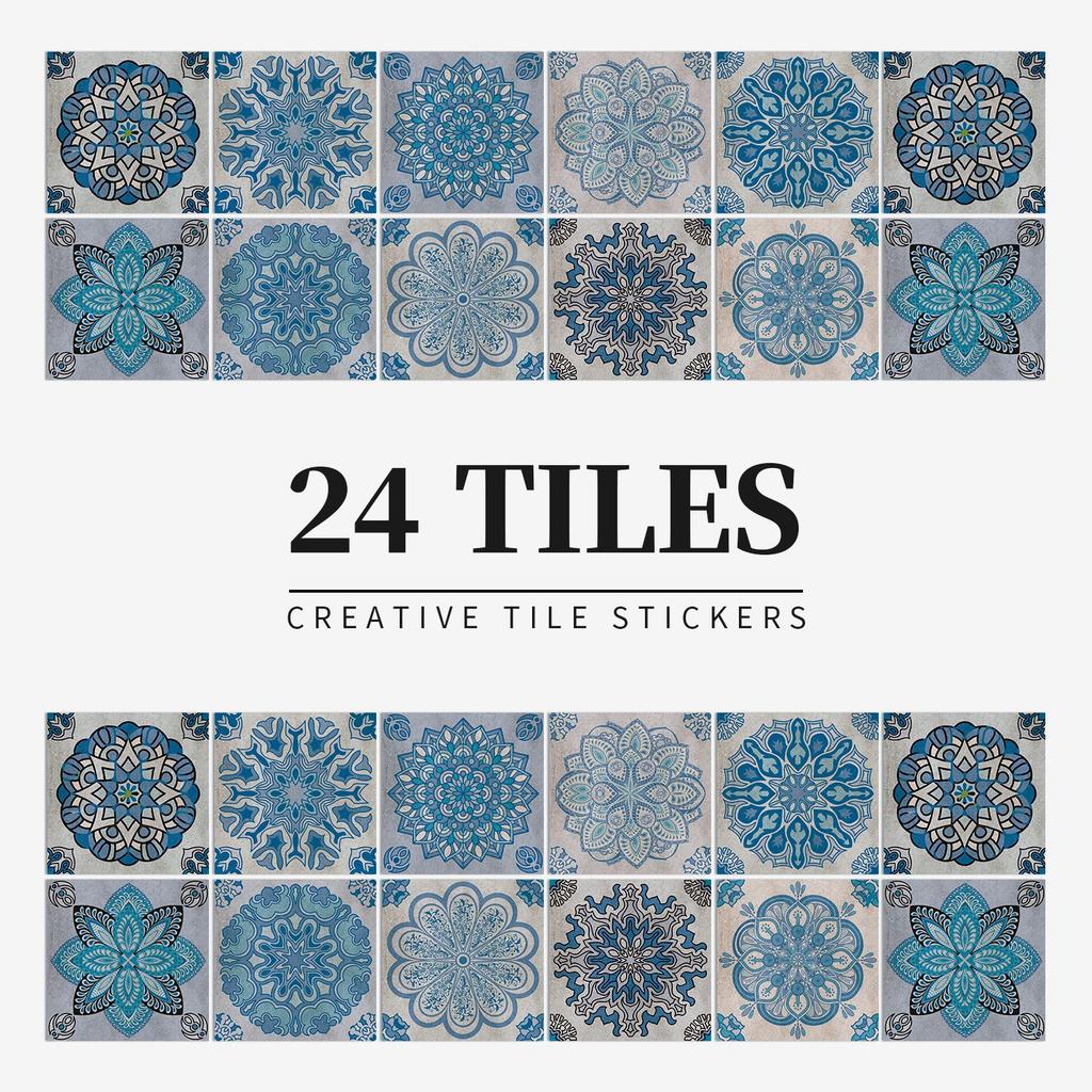 24 Pieces European Pattern Self-Adhesive Tile Sticker Waterproof And Oil-Proof Kitchen Bathroom Wall Decoration Matte Film Pvc Wall Sticker
