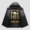 Черная с золотом короткая хлопковая куртка с капюшоном, парное пальто, яркая утолщенная теплая хлопковая одежда, уличная одежда с сумкой
