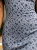 Summer Women's One Shoulder Midi Dress Tiny Floral Print Grey Blue Bodycon Sundress