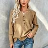 Women S Loose Fit V Neck Button Knit Sweater Casual Autumn Winter Top