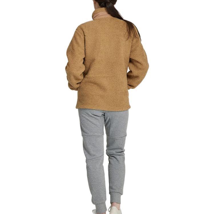 Puma Однотонные куртки из велюра Sherpa, унисекс, цвет хаки, с воротником-стойкой, утепленные, на флисовой подкладке 932667-02