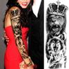 New 1 PC 480*170MM Super Large Compass Wolf Head Eye Fake Lion God Feather  Temporary Tattoo Sleeves For Men Women Tattoo Full Arm Tattoo Sticker