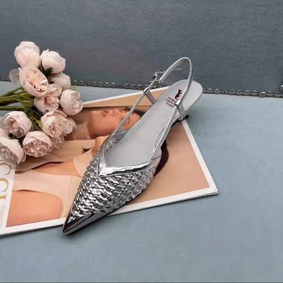 Мода 2025 Лето Острый каблук-рюмочка Дышащие Плетеные вручную Золотые и Серебряные Французские Сандалии для Женщин