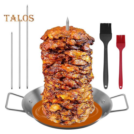 Вертикальный шампур Al Pastor для гриля Подставка для шампура из нержавеющей стали 9 дюймов с 3 съемными шипами Бразильская вертикальная подставка для вертела Держатель для шаурмы