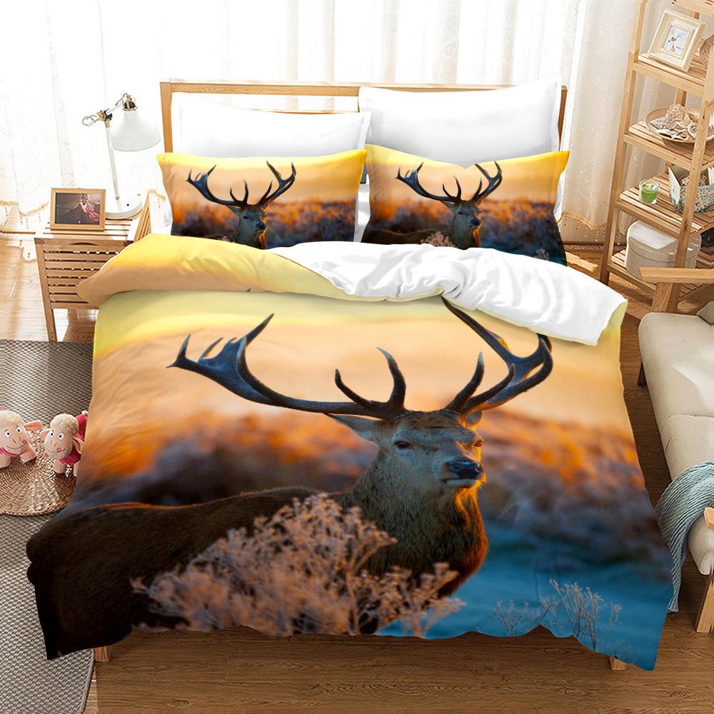 Одеяло с рисунком животных, 3D, постельное белье с рисунком оленя, пододеяльник и наволочка, Австралия/ЕС/США, односпальная/двуспальная кровать, полный размер