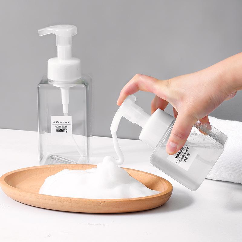 Plastic Square Foam Pump Bottle for Hand Soap, Shower Gel, and Mousse
