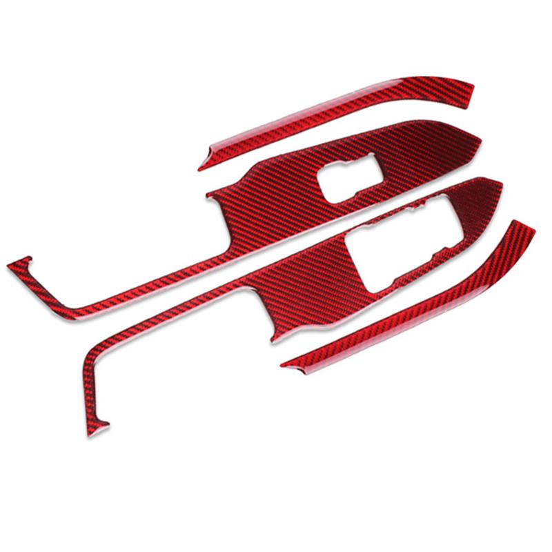 Углеродное волокно, панель управления окном автомобиля, декоративная рамка, крышка для Ford Mustang 2015 2016 2017 2018, Стайлинг автомобиля