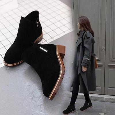 Женские короткие ботинки осень и зима толстый каблук ботинки Мартин студент универсальные бархатные ботинки большой размер женские ботинки 41 женская обувь размер 42 ан