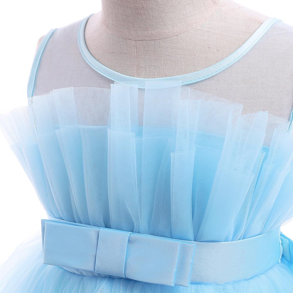 Платье принцессы с европейским и американским цветочным принтом для девочек - длинный шлейф, пышная сетка, идеально подходит для новогодних мероприятий.