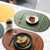 4PCS Leather Placemats Oval Double Sides 2 Colors Waterproof Nordic Modern Kitchen Decor for Home Dining Table Plates Cups Pads