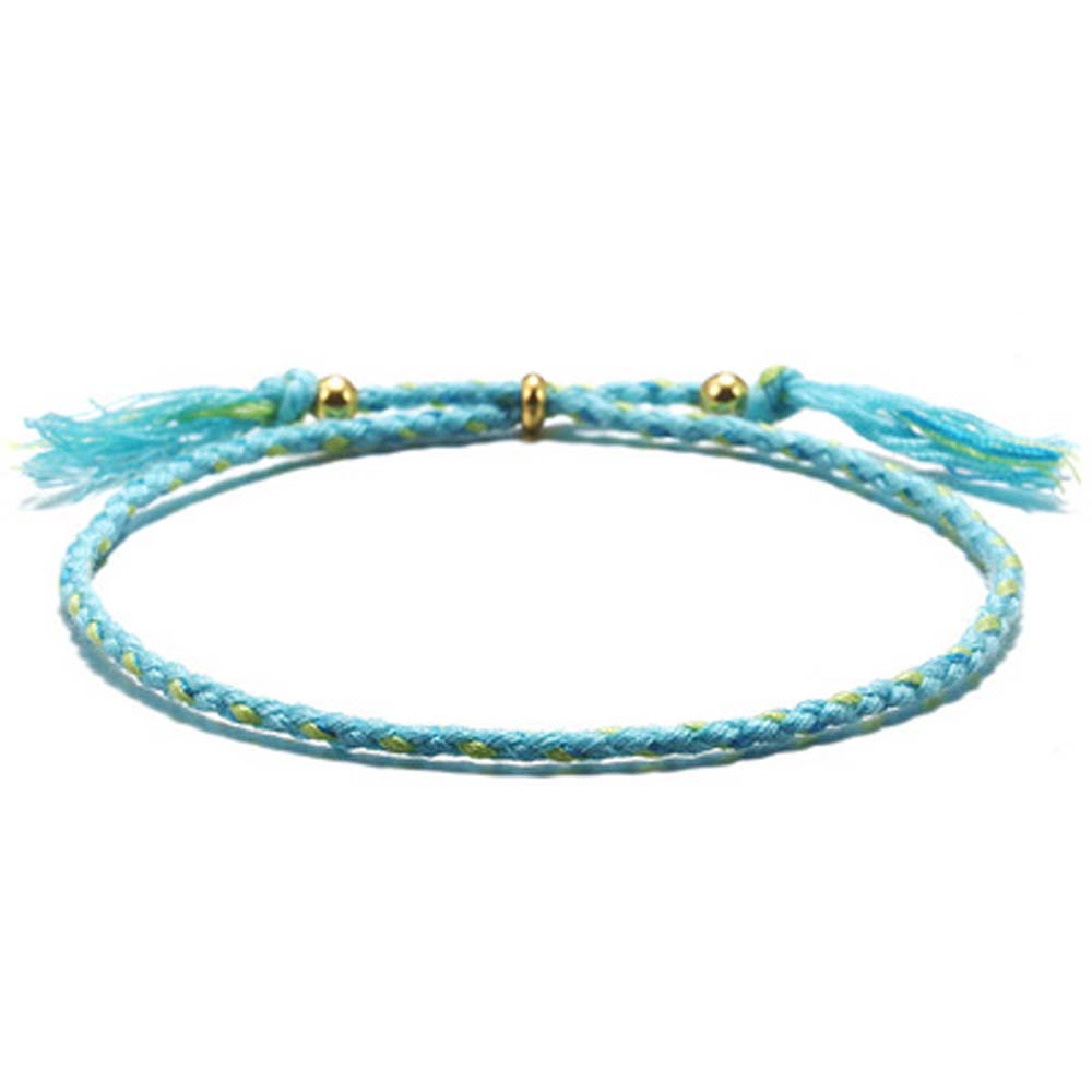 Copper Bead Girls Colorful Polyester Thread Fashion Accessories Braid Hand Rope Woven Bracelet