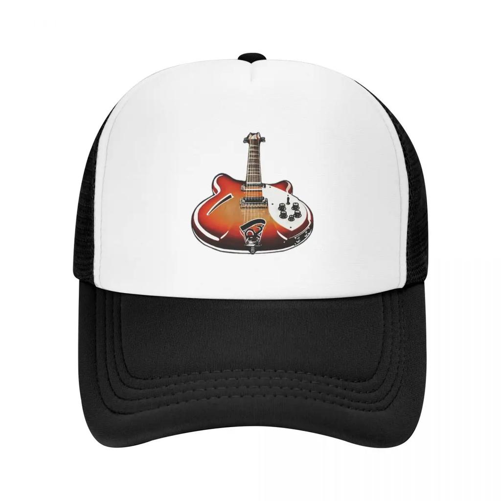 Rickenbacker 360 12 Sixties Electric Guitar Art Sunburst Pop Art Cap Mesh Baseball Caps Adjustable Hat Hip Hop Baseball Hats