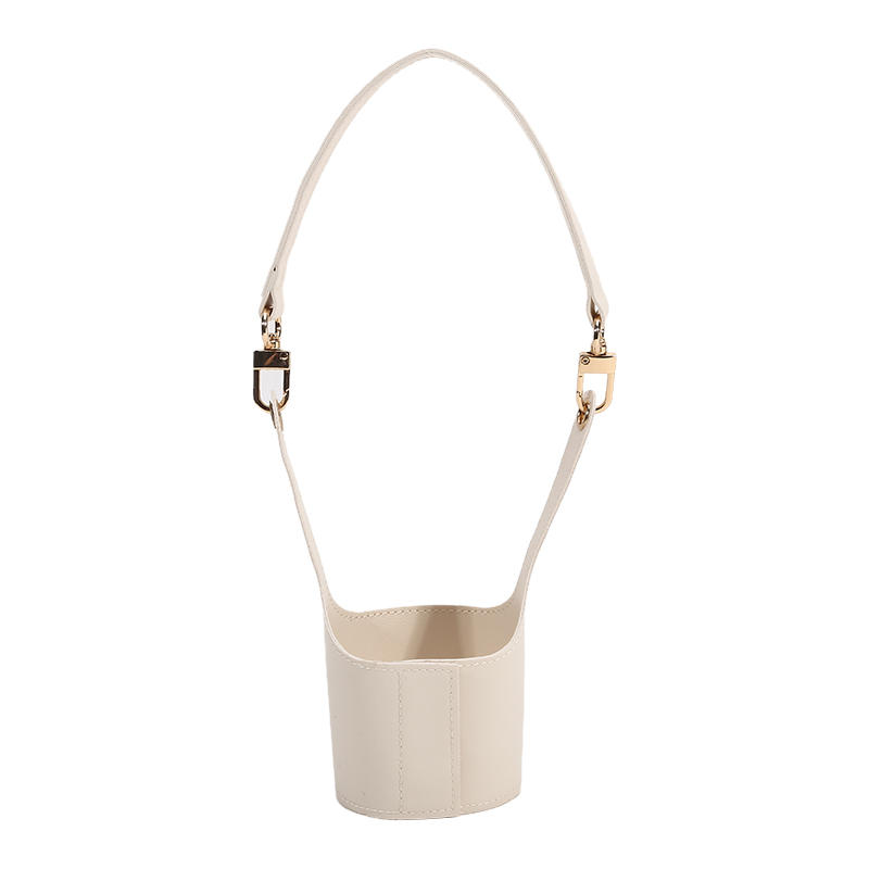 Portable Water Bottle Carrier with Detachable Strap Leather Coffee Cup Holder Bottle Protective Sleeve Bag for Outdoor Camping Travel