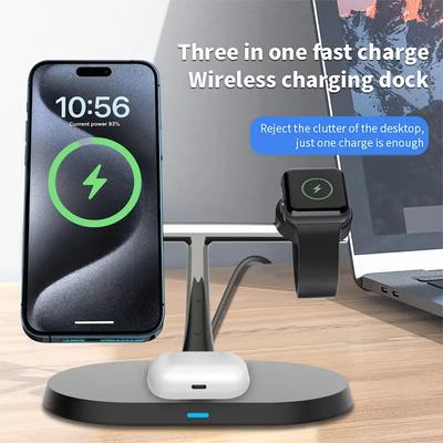 3 в 1 беспроводная зарядная подставка для iPhone 12 13 14 15 16 быстрая зарядная станция для часов 10 9 8 7 6 5 Airpods Pro