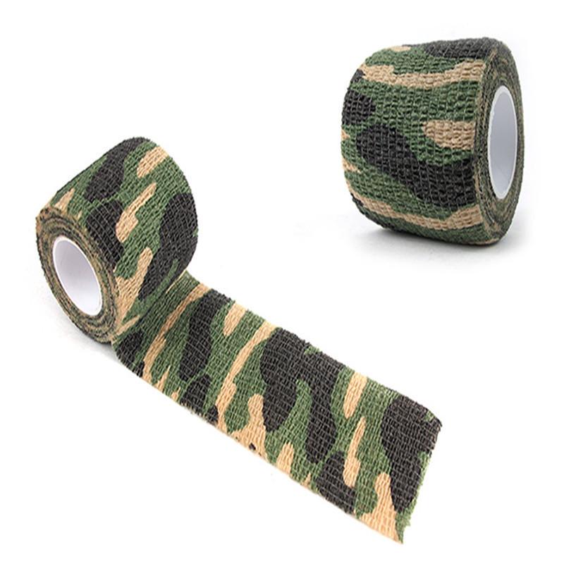 Прочная армейская камуфляжная стелс-спортивная лента 5 см x 4,5 м, водонепроницаемая водонепроницаемая нетканая тактическая повязка на рану
