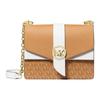 Greenwich Classic Colorblock Логотип Сумка через плечо на плечо из покрытого холста Маленькая Женская Коричнево-белая
