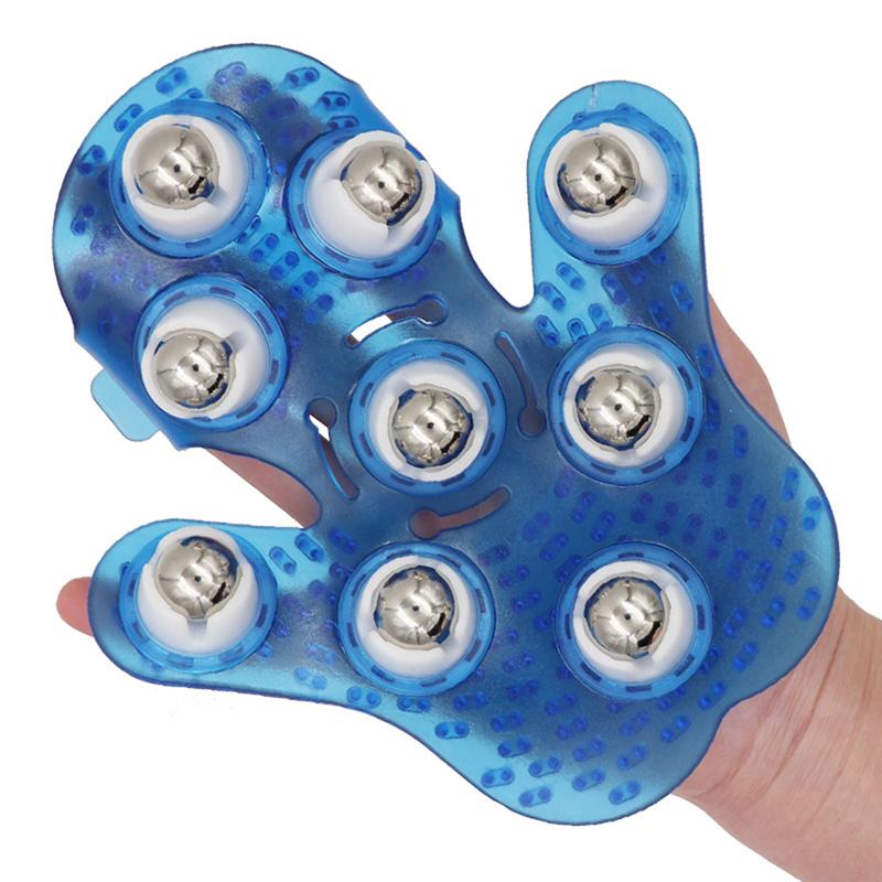 Palm Shaped Massage Glove Body Massager with 9 360 Degree Roller Metal Roller