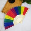 Rainbow Folding Fan Bamboo Ribs Hand Held Fan Portable Summer Fan Decoration Dance Performance Props Party Accessories