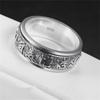 Rotating Ring Male Index Finger Accessories Personality Retro Carving Flower Pattern Buddhist Scriptures Male Ring Many Size