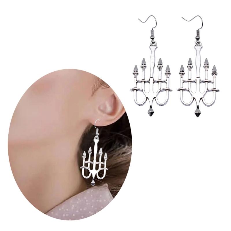 Hanukkah Menorah Drop Earrings Alloy Candle Holder Necklace Hexagrams Israel Faith Judaism Jewelry Gift for Women Girls