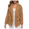 Women's Winter Casual Padded Thickened Suit Collar Button Lambswool Jacket Cardigan