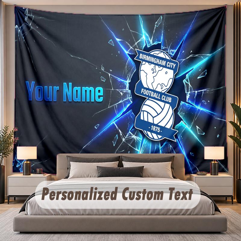 Custom Name Text Tapestry BIRMINGHAM CITY Personalized Polyester Wall Tapestry For Bedroom And Room