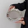 Silver Color Dessert Plate Round Shape Jewelry Display Tray Snack Storage Plate  Photo Props