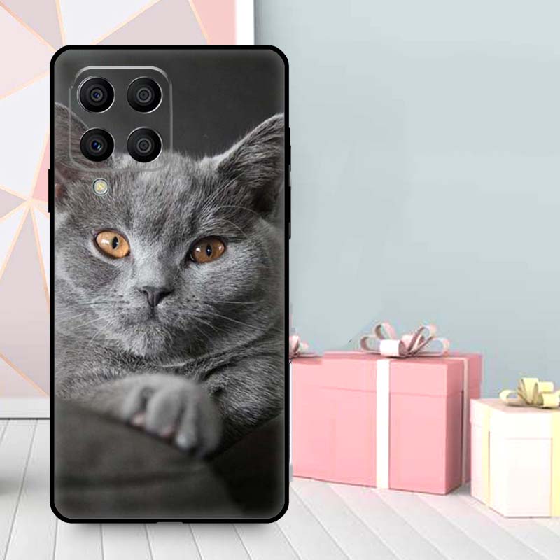 Красивый серый британский короткошерстный кот Чехол для Samsung Galaxy M35 M56 M12 M06 M32 M52 M55 M15 M11 M13 M14 M16 M36 M31 M53 M34 M54