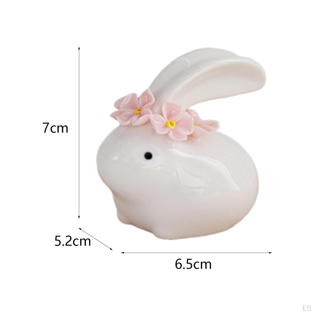 Animal Statue Rabbit Sculpture Ceramic Collectible Bunny Figurine,Desktop Decoration for Living