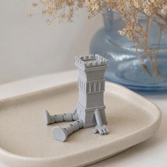 3D Printed Articulated Castle Action Figure, Flexible Fantasy Tower Toy, Creative Desk Decor & Fidget Toy, Unique Gift for Model Lovers Kids