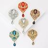 Elegant Alloy Rhinestone Water Drop Glass Brooch Versatile Women'S Coat Suit Corsage Jewelry Pin