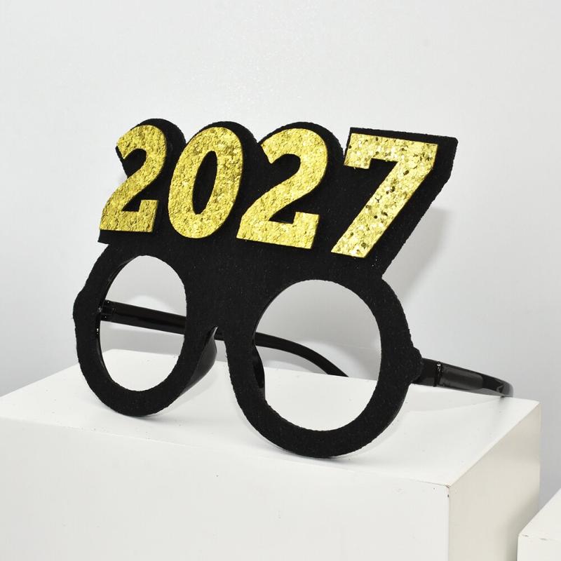 Очки с цифрами 2027 С Новым годом Солнцезащитные очки с бриллиантовым блеском Костюмный реквизит Рождественская вечеринка Декор Забавные очки