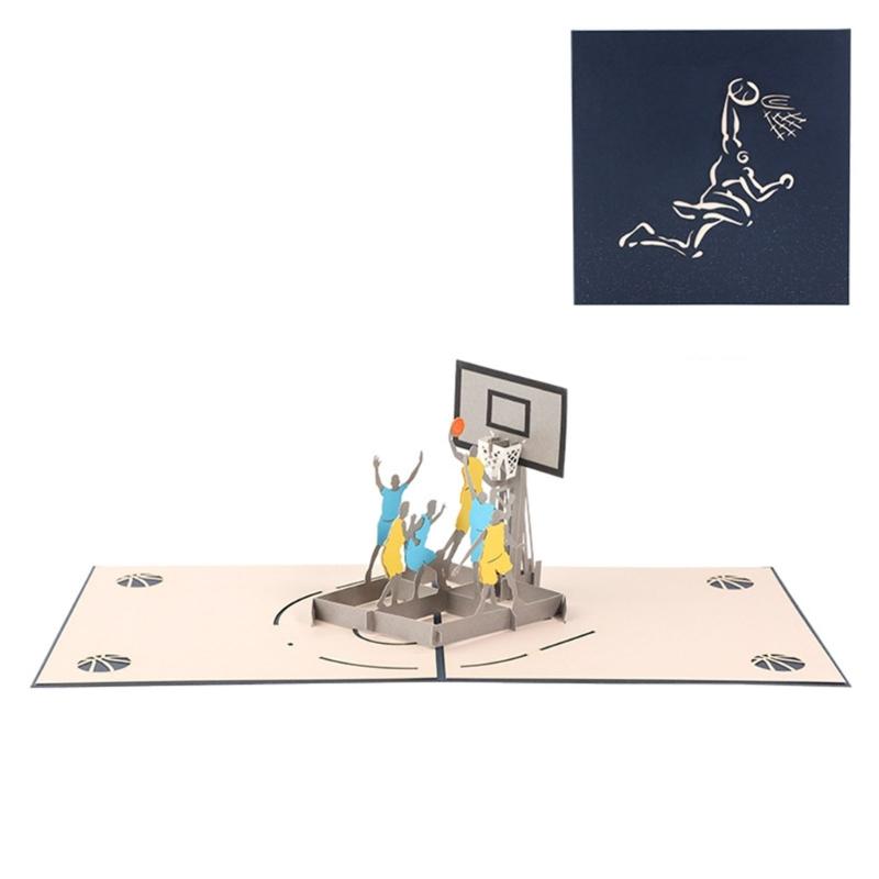 3D всплывающее поздравление с днем ​​рождения, пригласительные открытки, открытка для подарков для мальчика, отца, благодарственные открытки, баскетбольная открытка, годовщина