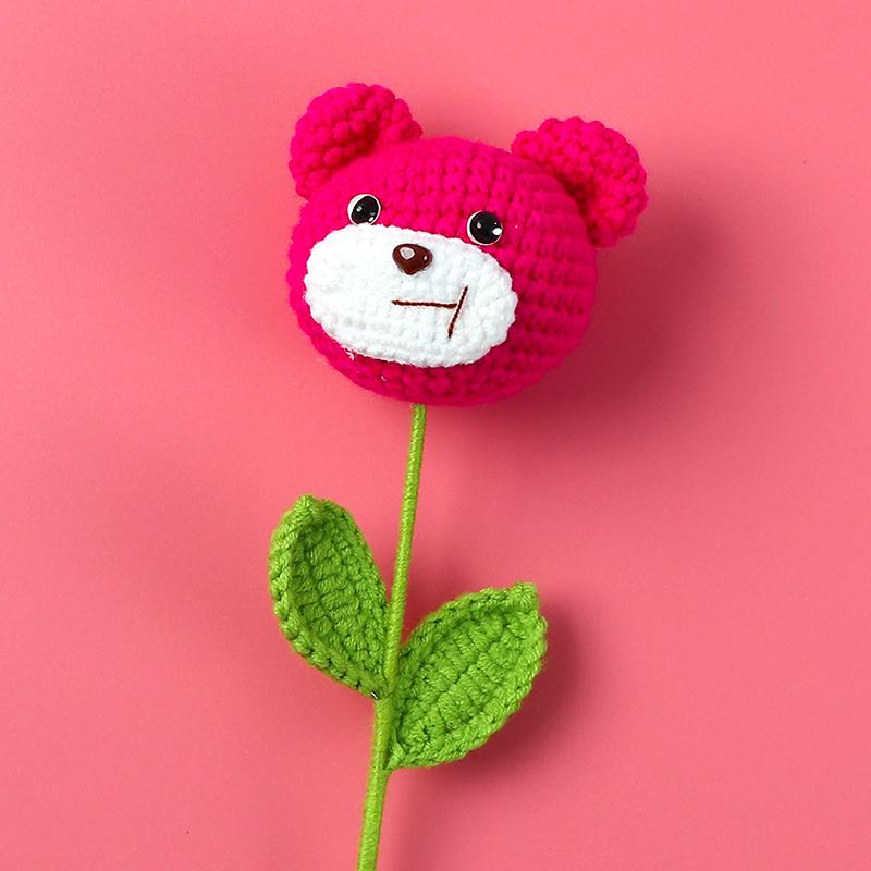 1/2 шт. вязаный крючком цветок тюльпана подарок для друзей вязание букета ручная работа готовый милый розовый медведь креативная ручная вязка