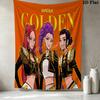 Kpop Demon Hunters Wall Tapestry Aesthetic Wall Hanging Printed Fabric Blanket Decorative Tapestries For Bedroom Living Room Home Decor