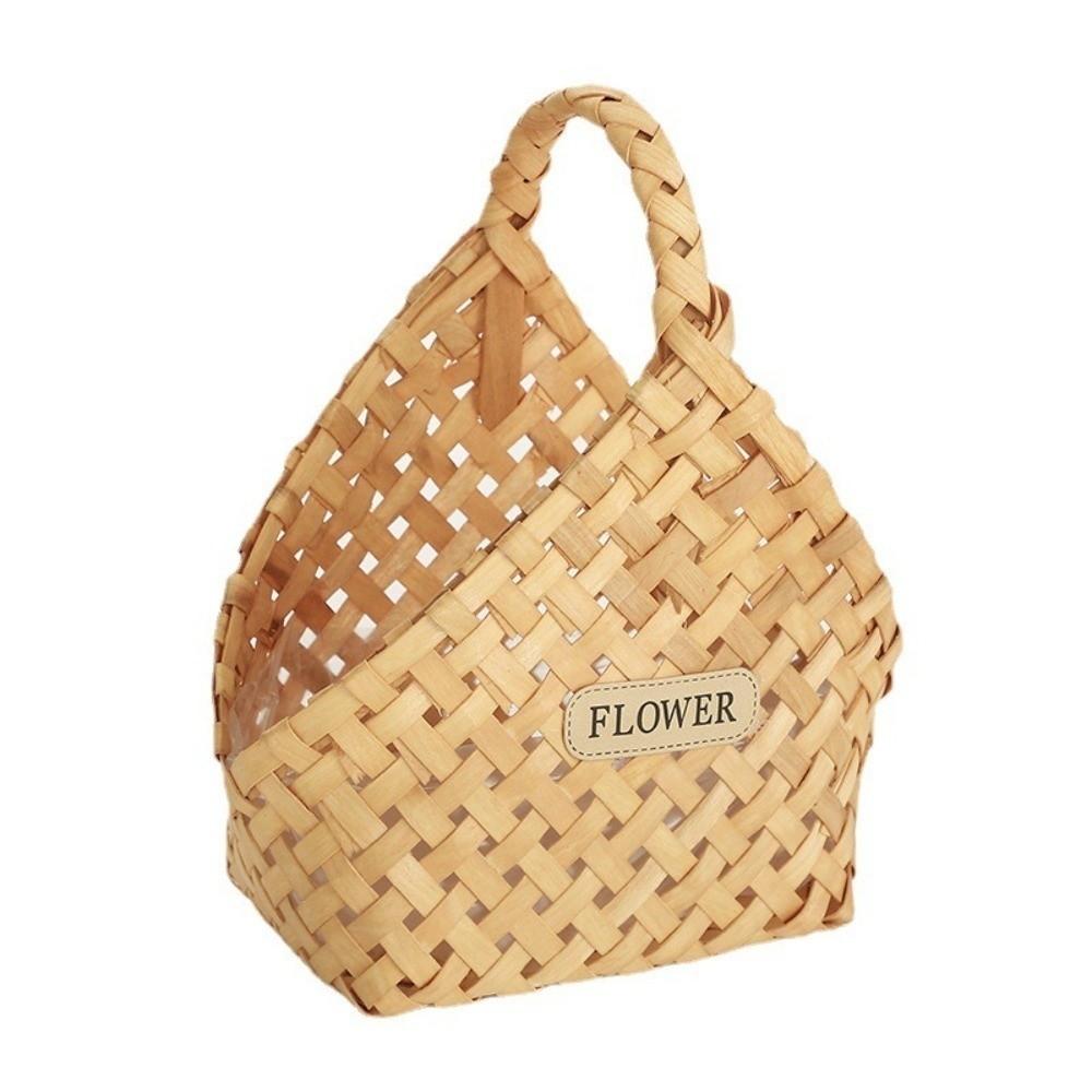 Wood Chips Wicker Basket Woven Basket Storage Basket Fashionable Flower Girl Basket Photo Props