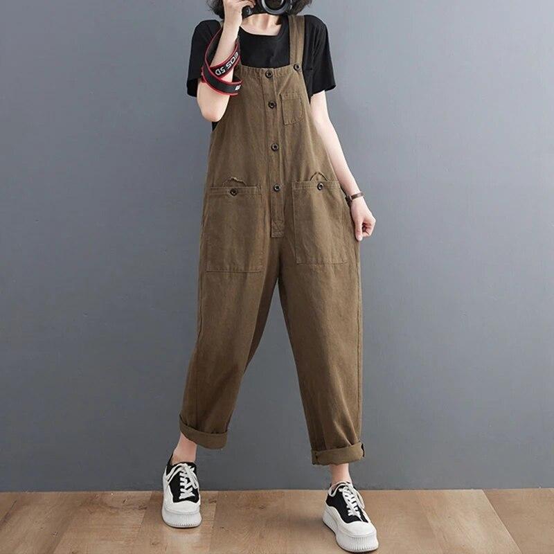 Свободные комбинезоны больших размеров для женщин, повседневная уличная одежда на бретельках, фиолетовый, красный джинсовый комбинезон, однобортный комбинезон с подтяжками, мешковатые брюки-карго